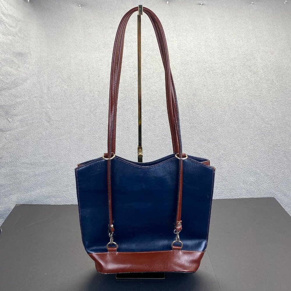 VERA Pelle,Genuine Leather Navy Blue/Brown,Shoulder‎ Bag